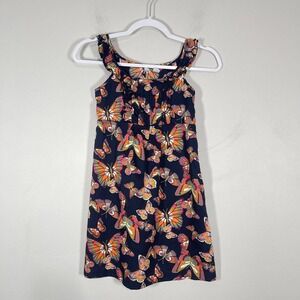 Old Navy Dress Girls 12 Blue‎ Orange Butterfly Sleeveless Ruffles Spring Y2K